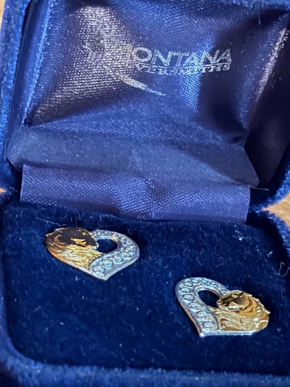Montana Silversmiths Two-Tone Heart Earrings with Crystal Accents